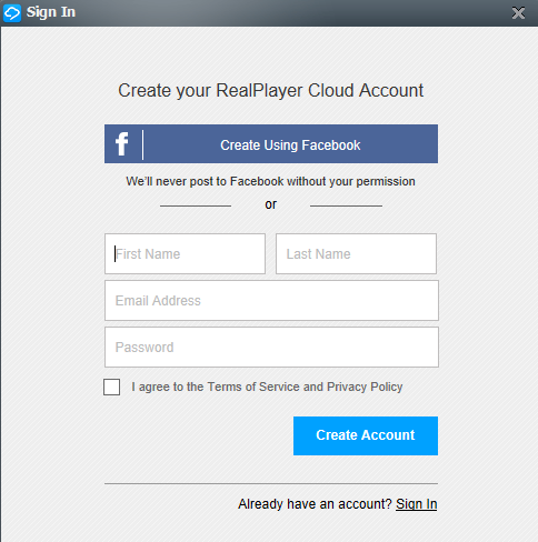 регистрация в программе realplayer cloud
