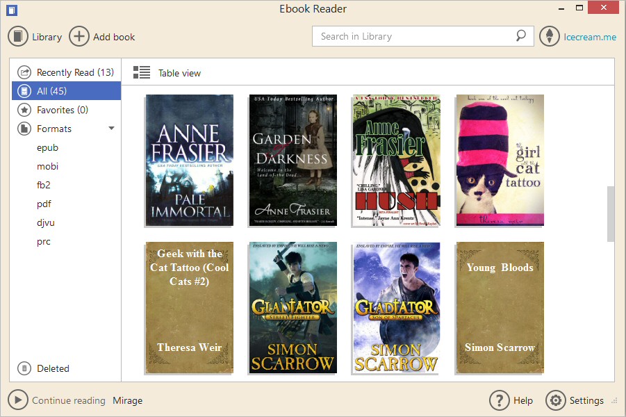 Icecream Ebook Reader - бесплатная программа для чтения электронных книг.
