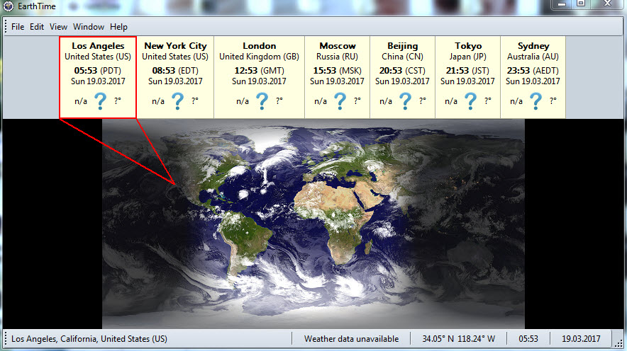 EarthTime - программа для просмотра местного времени в любой точке мира.